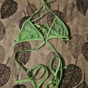 iHeartRaves Neon Lime Green Mesh Strappy Triangle Top